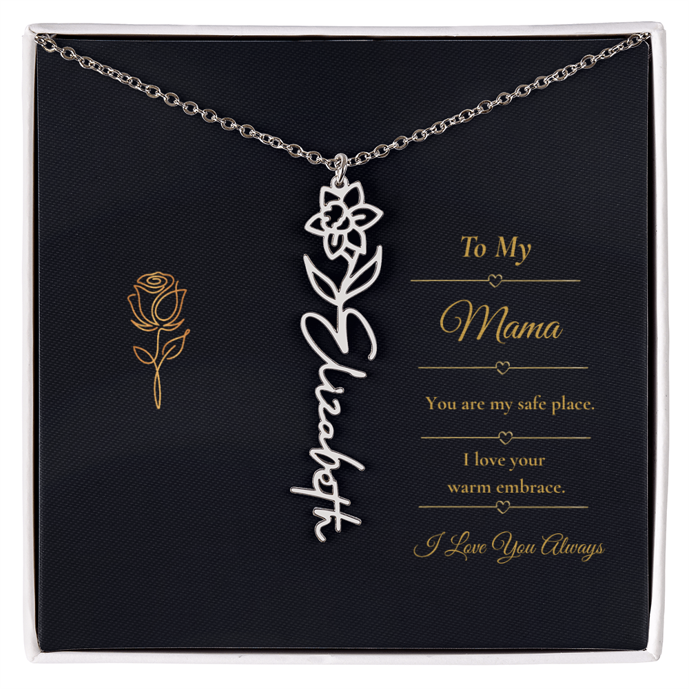To My Mama Necklace – Personalized Flower Name Necklace Gift for Mama