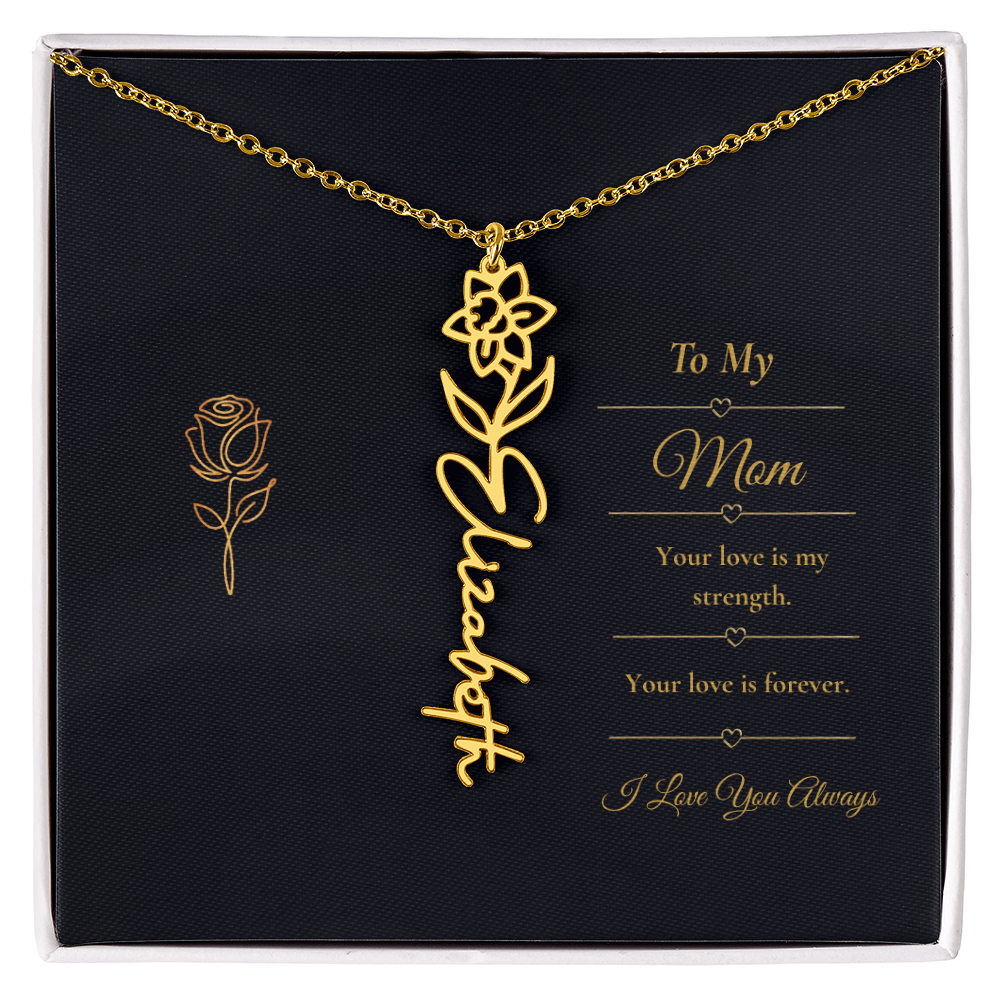 To My Mom Necklace – Personalized Flower Name Necklace Gift for Mom