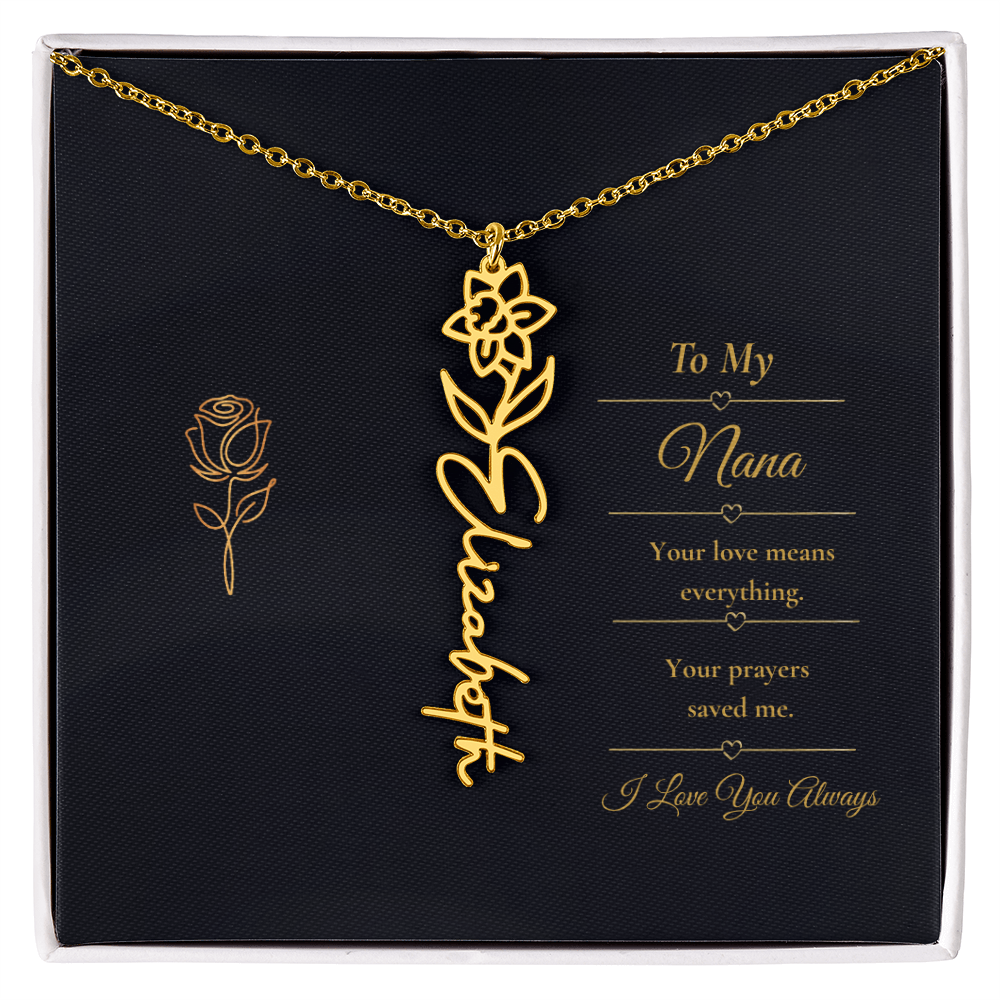 To My Nana Necklace – Personalized Flower Name Necklace Gift for Nana