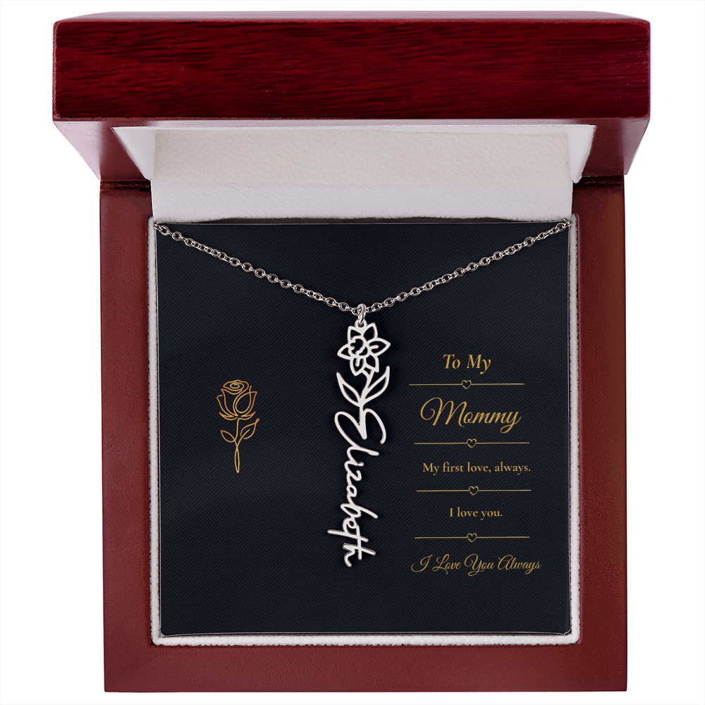 To My Mommy Necklace – Personalized Flower Name Necklace Gift for Mommy