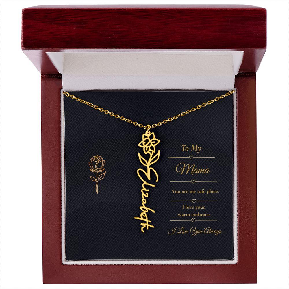 To My Mama Necklace – Personalized Flower Name Necklace Gift for Mama