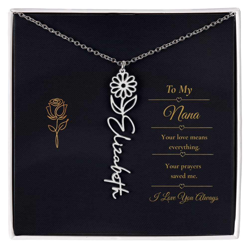 To My Nana Necklace – Personalized Flower Name Necklace Gift for Nana