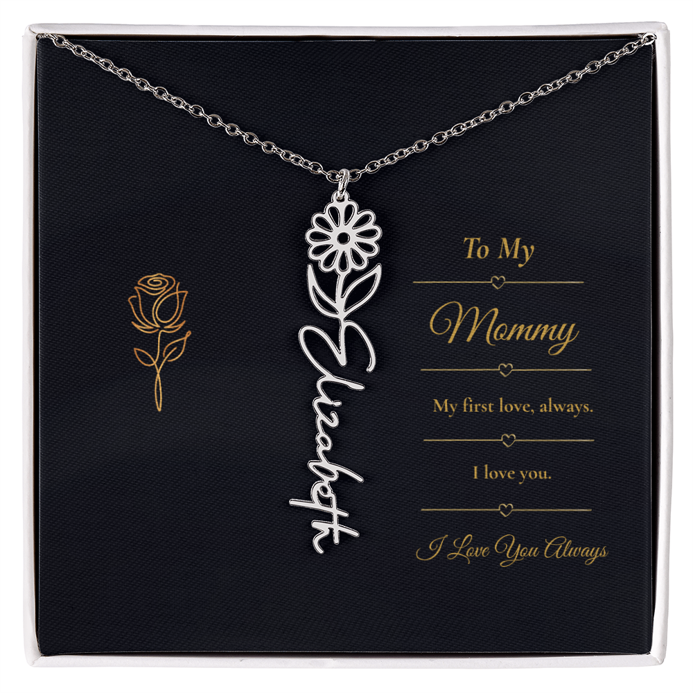 To My Mommy Necklace – Personalized Flower Name Necklace Gift for Mommy
