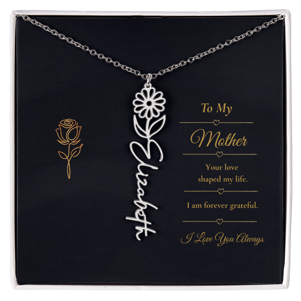 To My Mother Necklace – Personalized Flower Name Necklace Gift for Mother