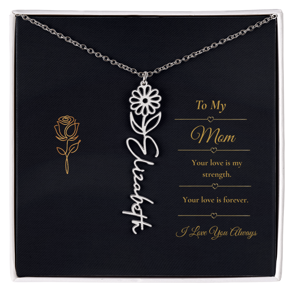 To My Mom Necklace – Personalized Flower Name Necklace Gift for Mom