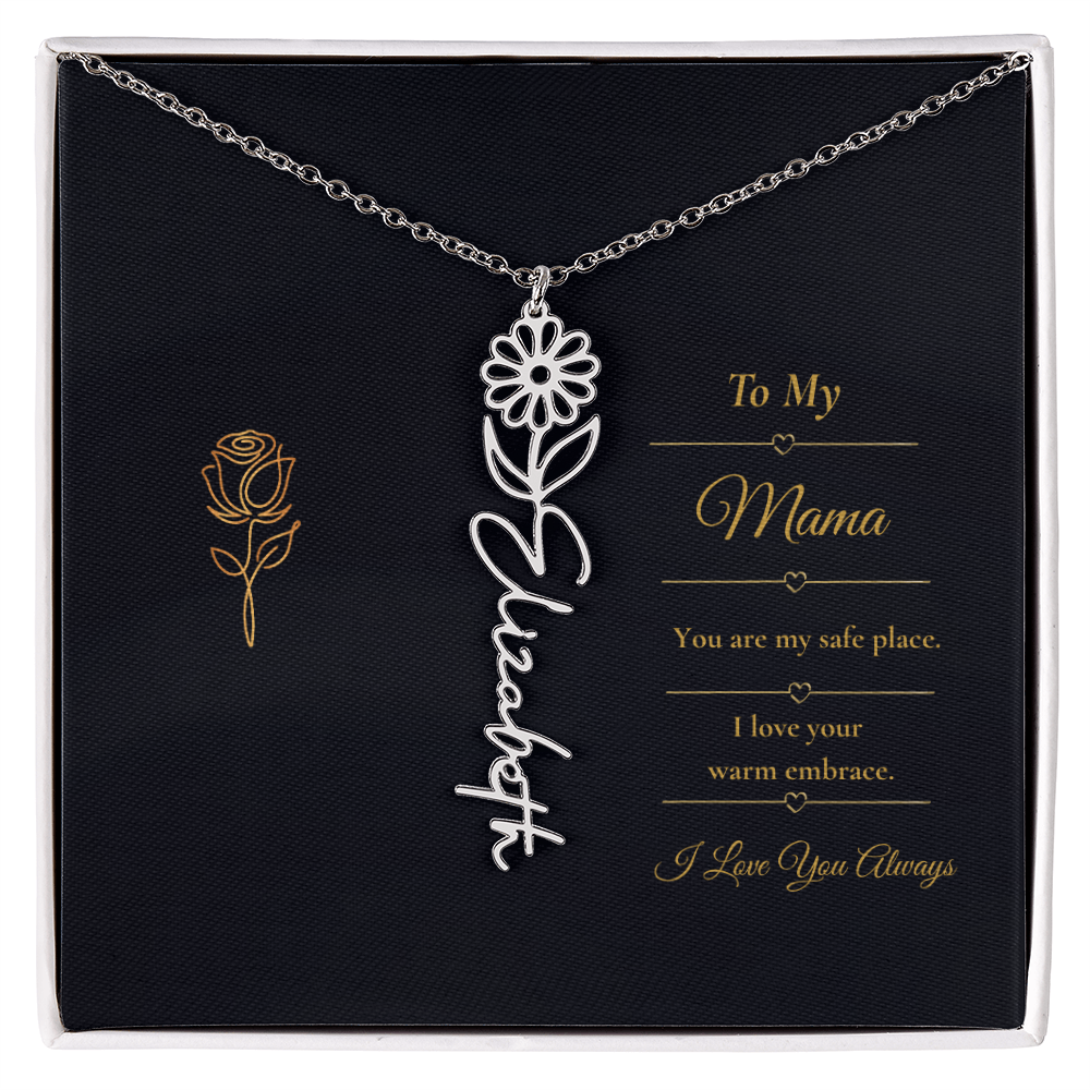 To My Mama Necklace – Personalized Flower Name Necklace Gift for Mama