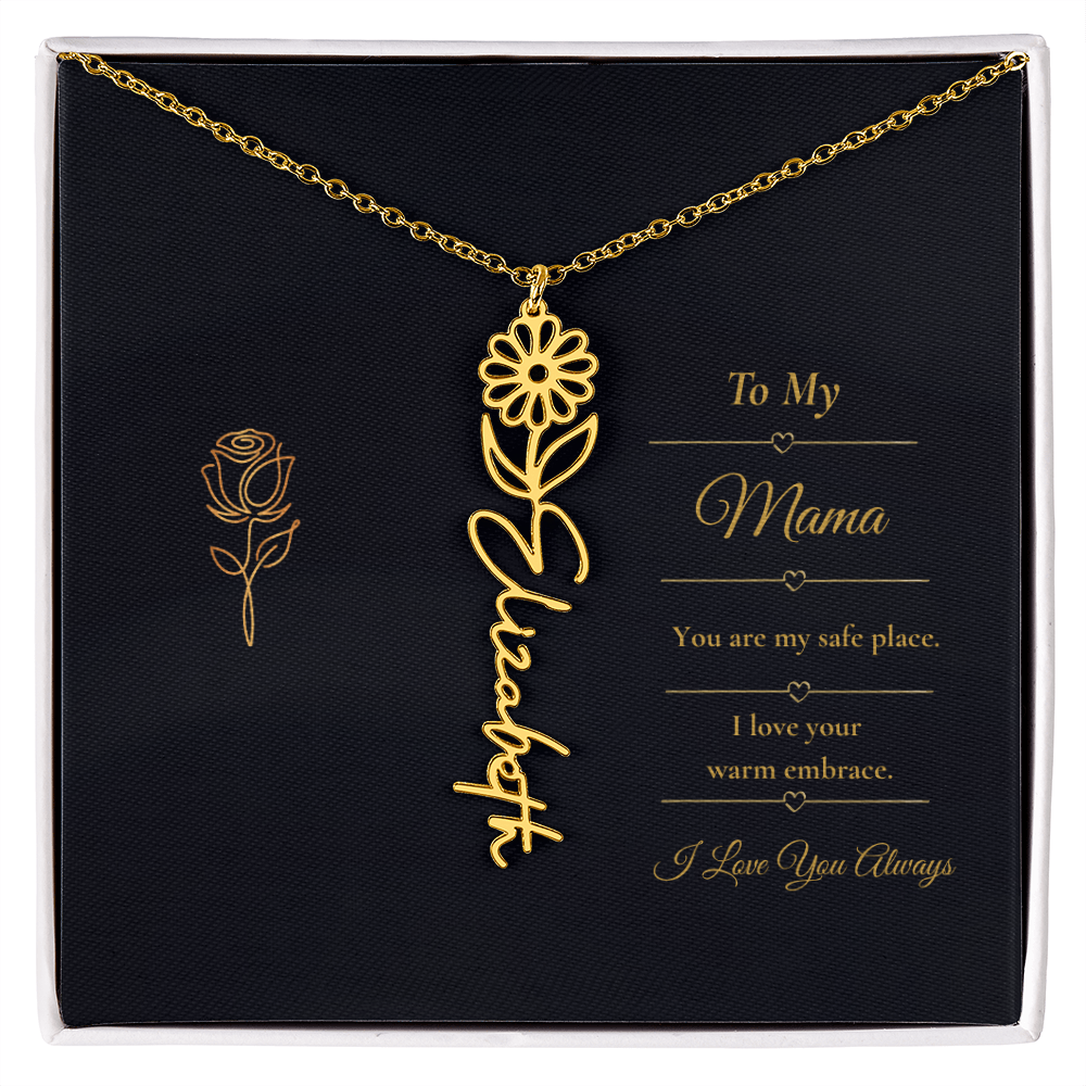 To My Mama Necklace – Personalized Flower Name Necklace Gift for Mama