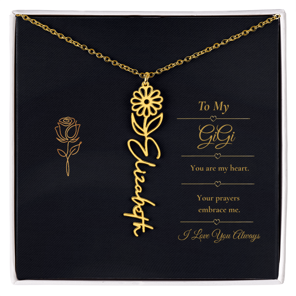 To My GiGi Necklace – Personalized Flower Name Necklace Gift for GiGi