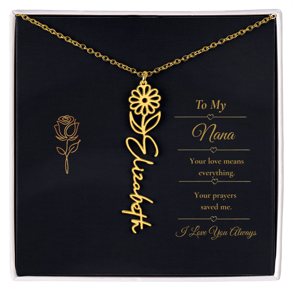 To My Nana Necklace – Personalized Flower Name Necklace Gift for Nana