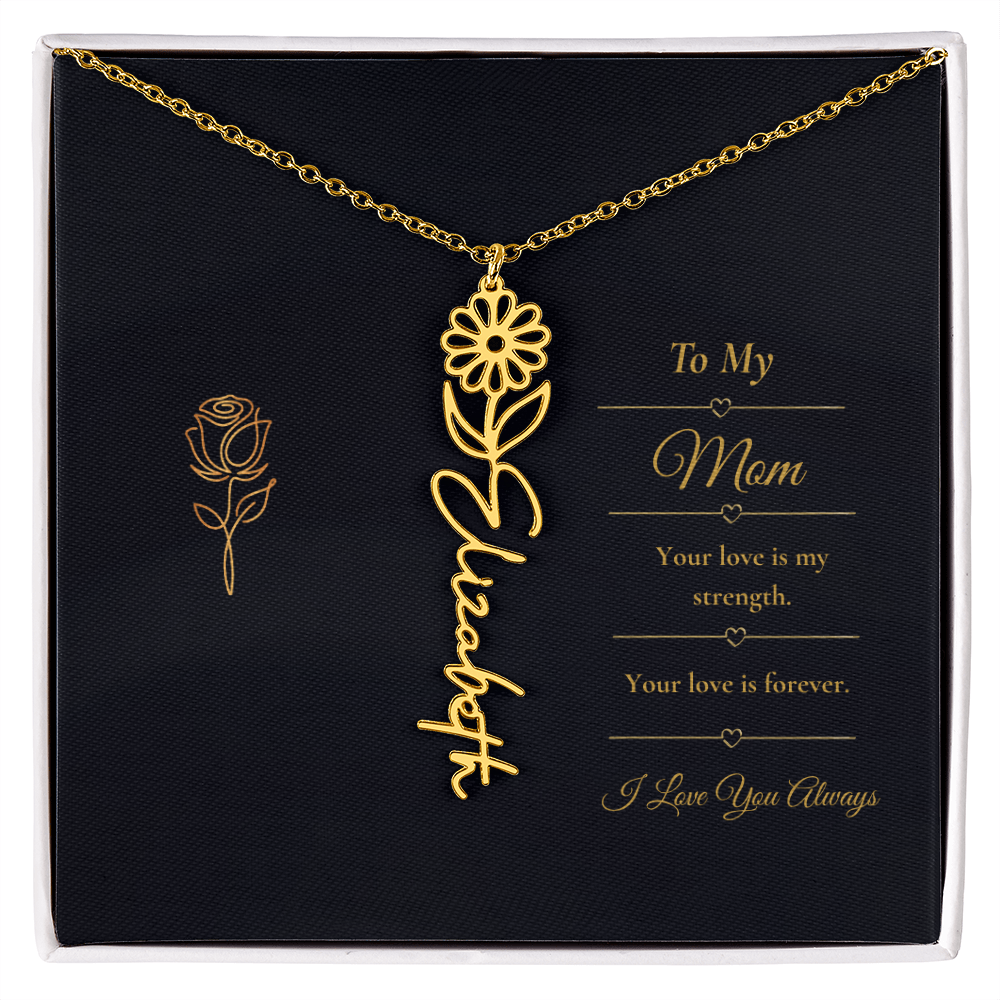 To My Mom Necklace – Personalized Flower Name Necklace Gift for Mom