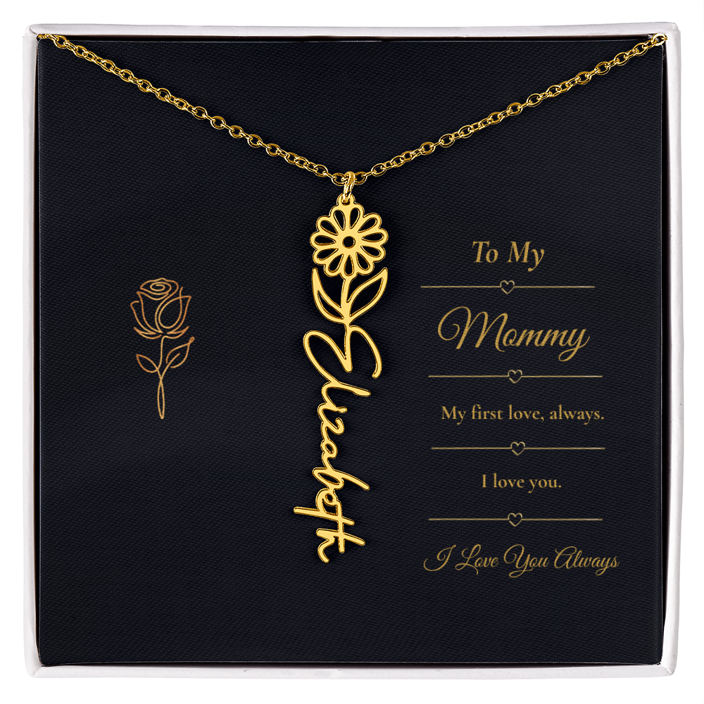To My Mommy Necklace – Personalized Flower Name Necklace Gift for Mommy