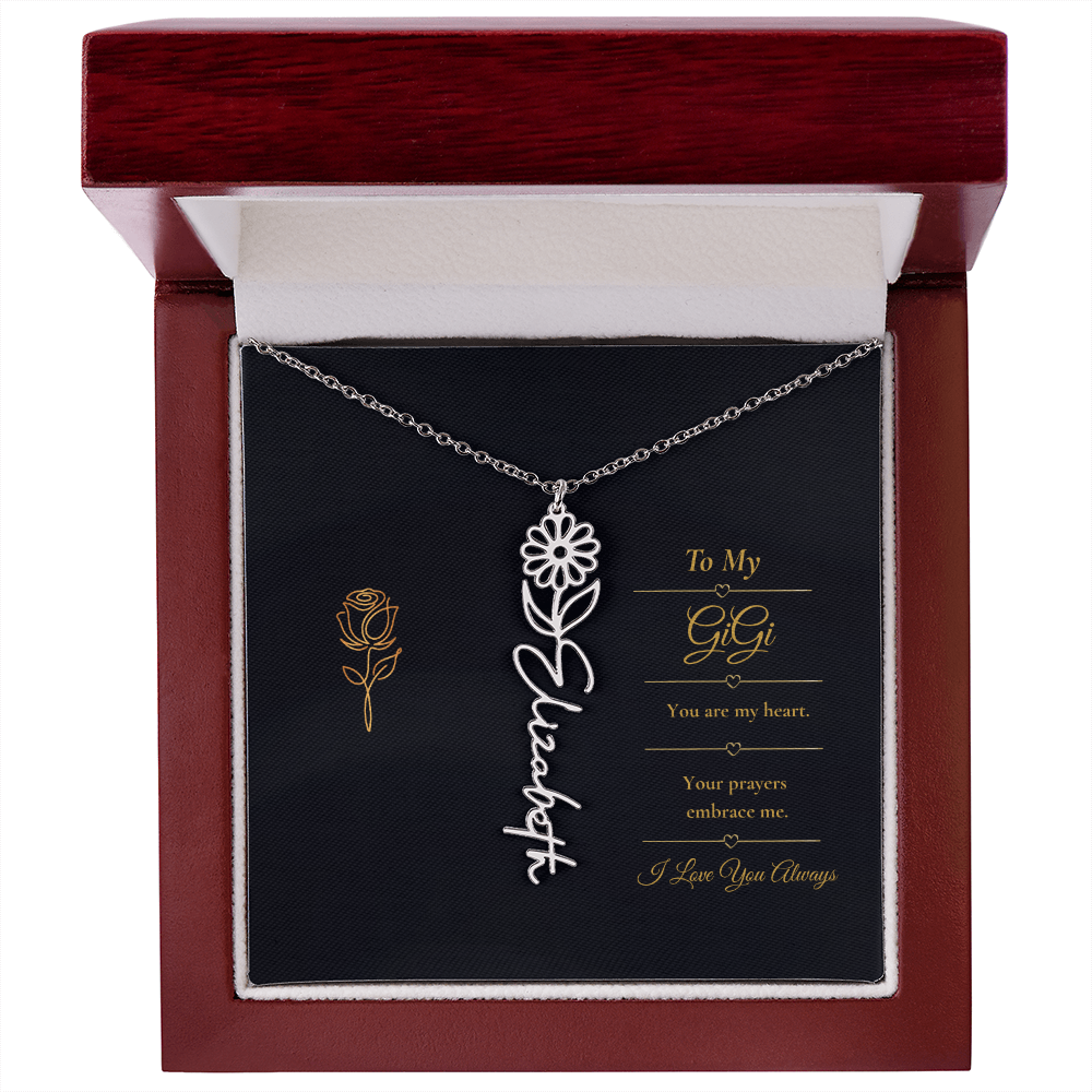 To My GiGi Necklace – Personalized Flower Name Necklace Gift for GiGi
