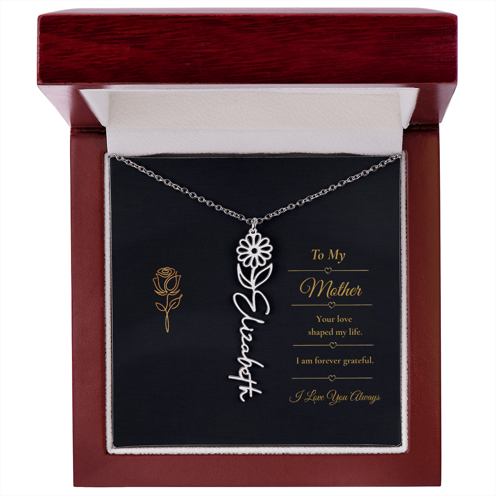 To My Mother Necklace – Personalized Flower Name Necklace Gift for Mother