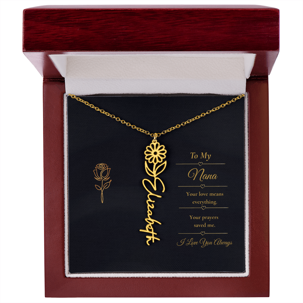 To My Nana Necklace – Personalized Flower Name Necklace Gift for Nana