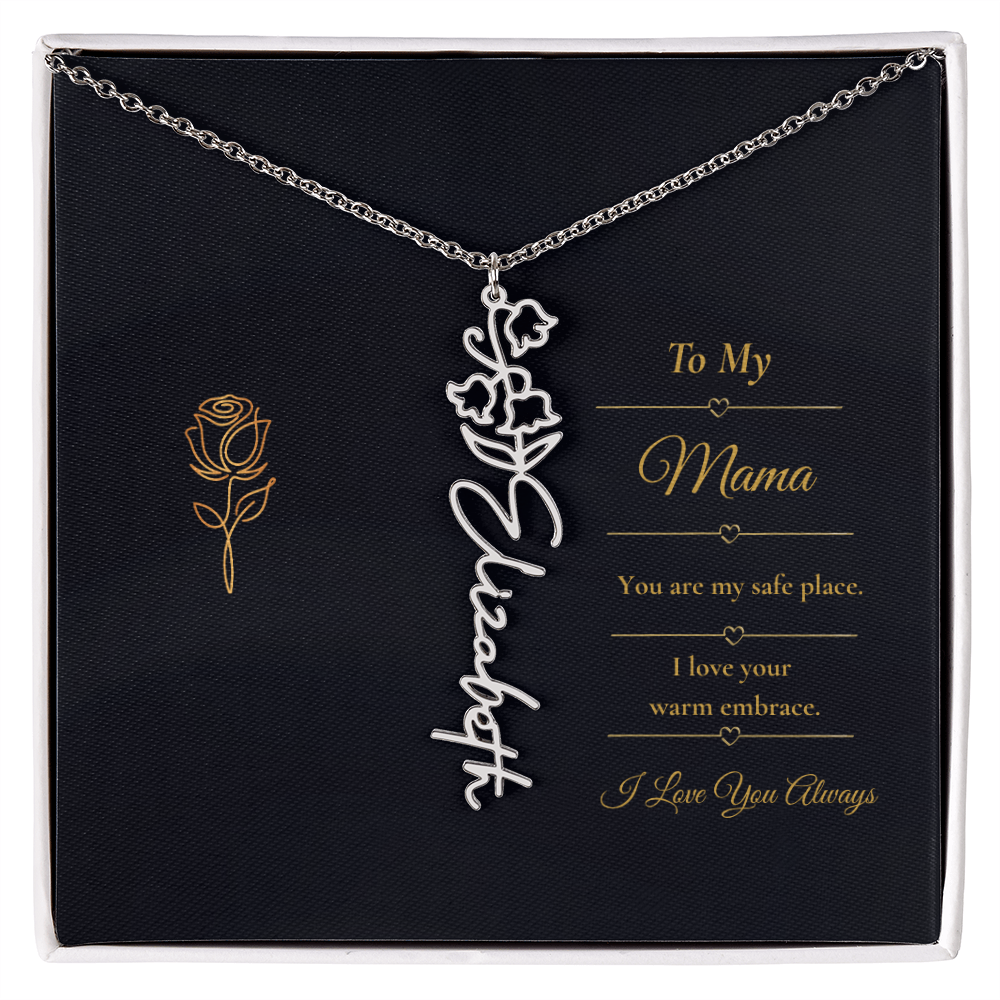To My Mama Necklace – Personalized Flower Name Necklace Gift for Mama
