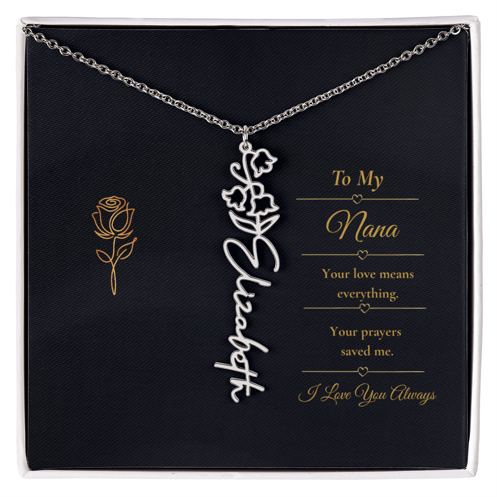 To My Nana Necklace – Personalized Flower Name Necklace Gift for Nana
