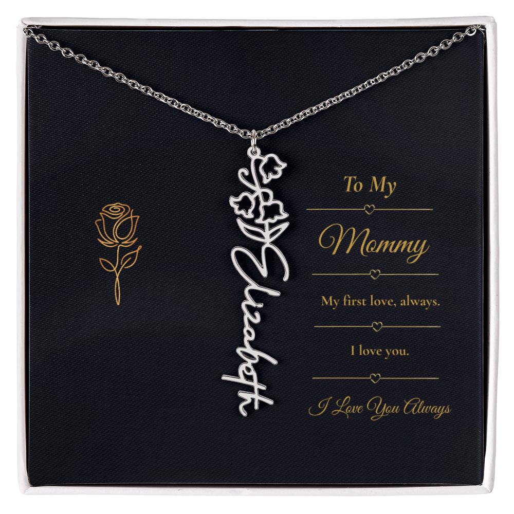 To My Mommy Necklace – Personalized Flower Name Necklace Gift for Mommy