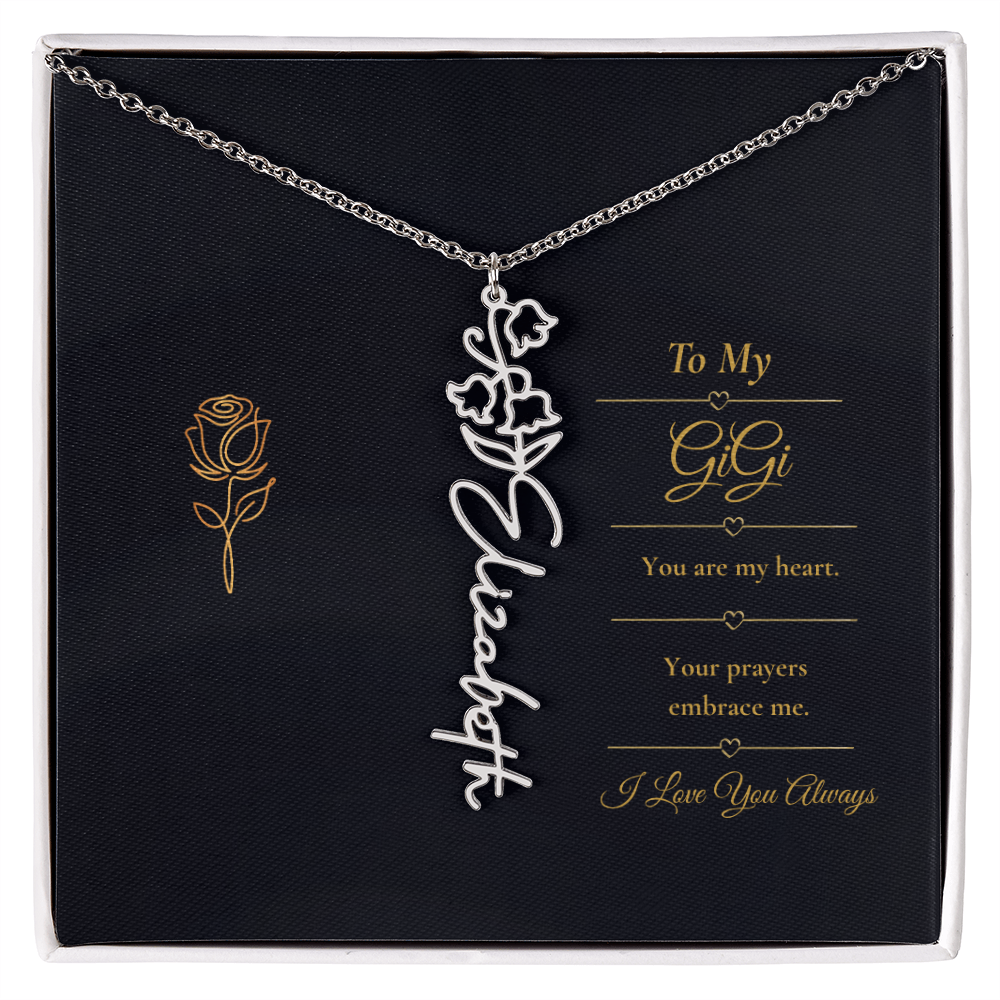 To My GiGi Necklace – Personalized Flower Name Necklace Gift for GiGi