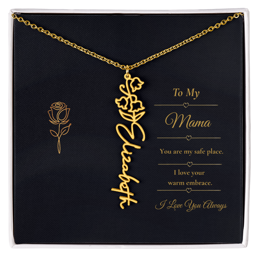 To My Mama Necklace – Personalized Flower Name Necklace Gift for Mama