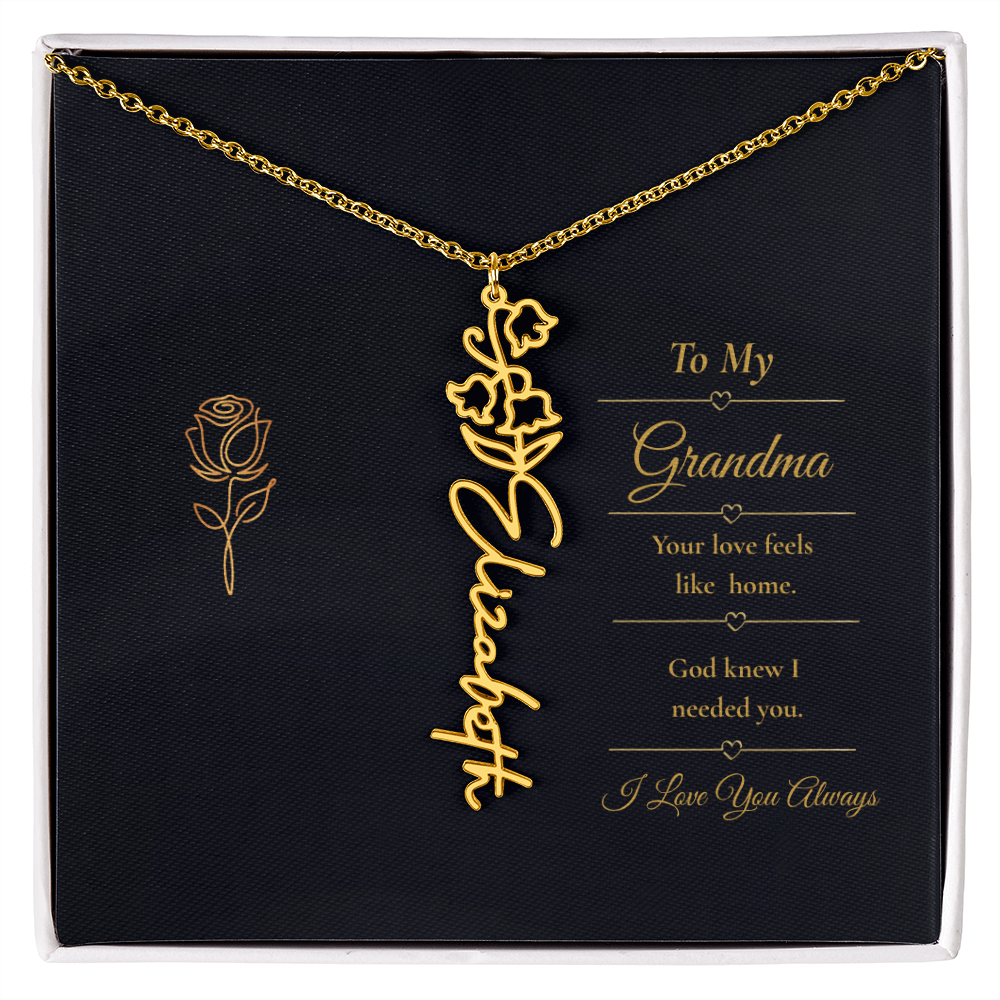 To  My Grandma Necklace – Personalized Flower Name Necklace, Meaningful Gift for Grandma, Jewelry That Says I Love You