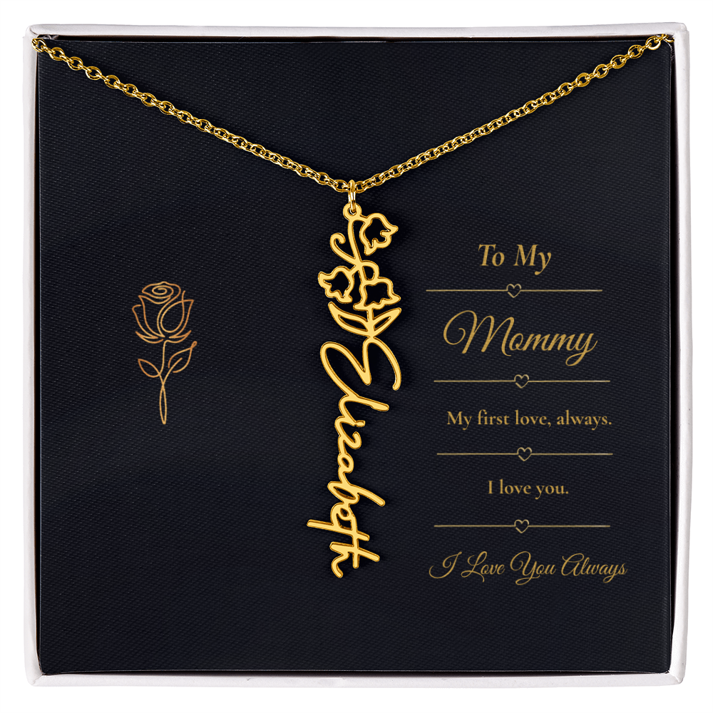To My Mommy Necklace – Personalized Flower Name Necklace Gift for Mommy