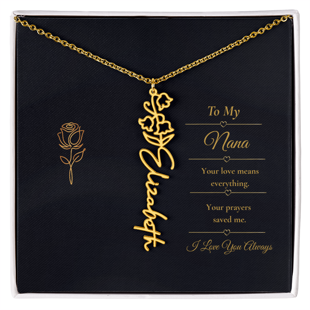 To My Nana Necklace – Personalized Flower Name Necklace Gift for Nana