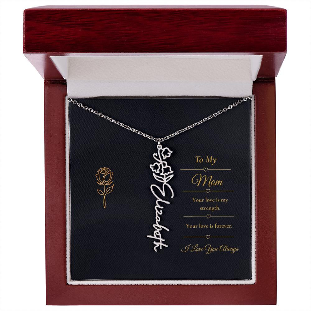 To My Mom Necklace – Personalized Flower Name Necklace Gift for Mom
