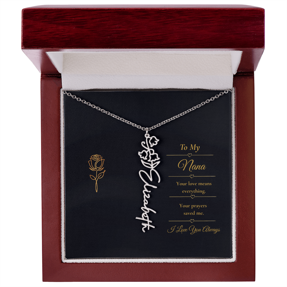 To My Nana Necklace – Personalized Flower Name Necklace Gift for Nana