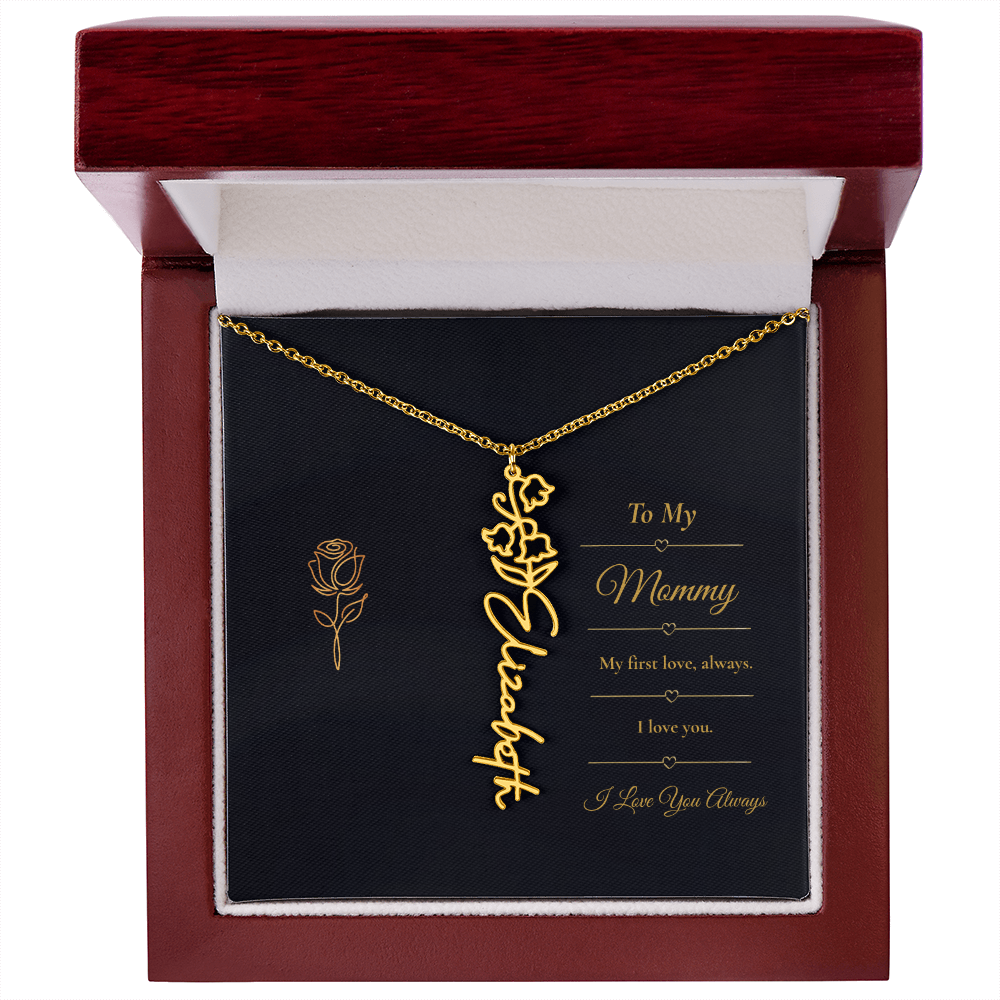 To My Mommy Necklace – Personalized Flower Name Necklace Gift for Mommy