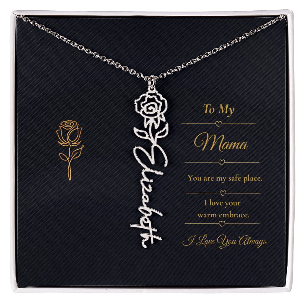 To My Mama Necklace – Personalized Flower Name Necklace Gift for Mama