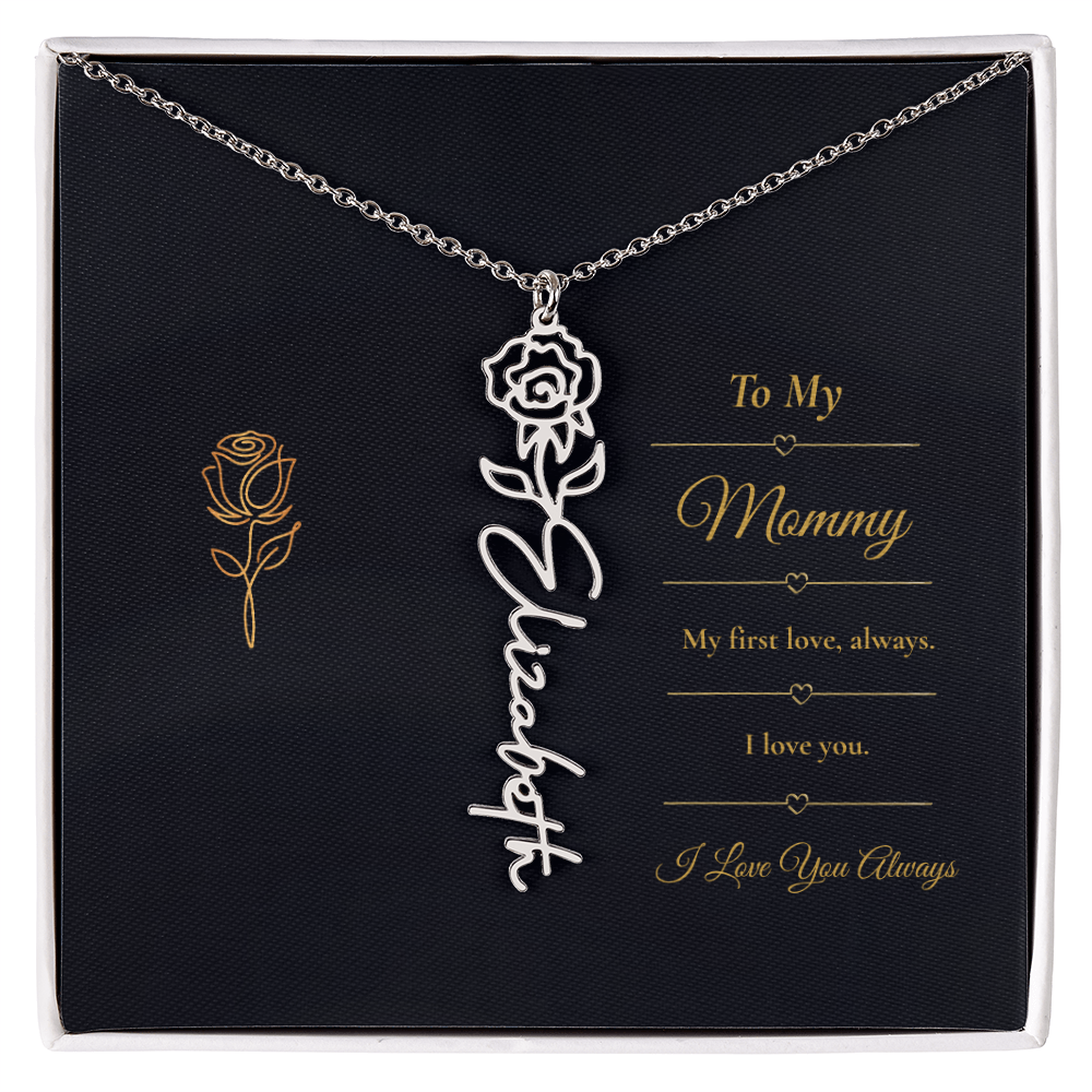 To My Mommy Necklace – Personalized Flower Name Necklace Gift for Mommy