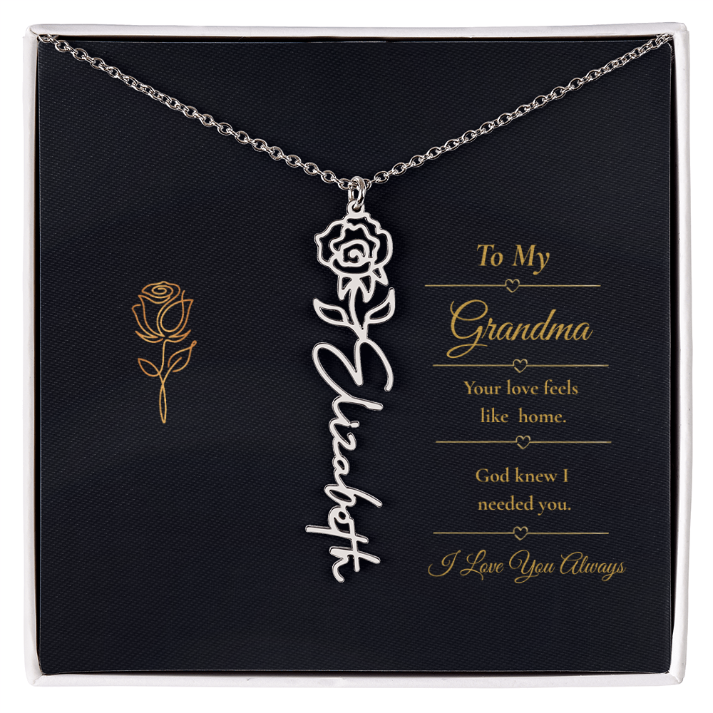To  My Grandma Necklace – Personalized Flower Name Necklace, Meaningful Gift for Grandma, Jewelry That Says I Love You