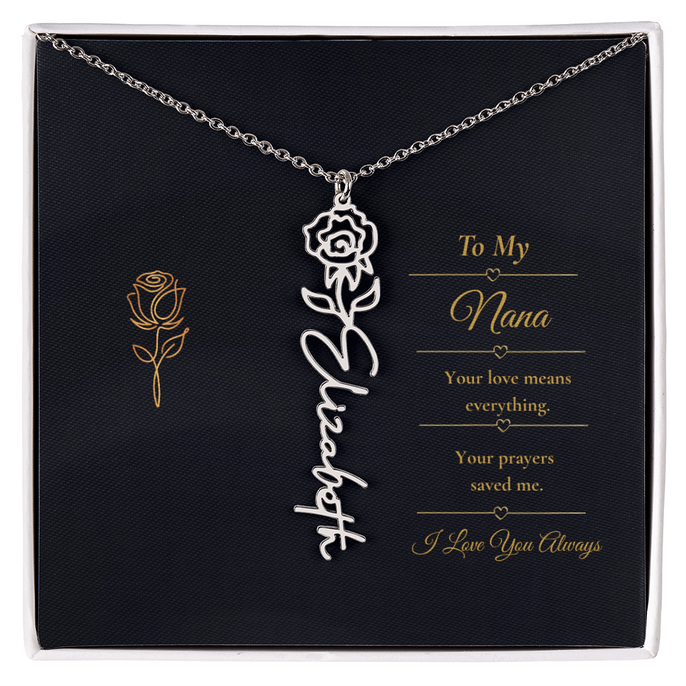 To My Nana Necklace – Personalized Flower Name Necklace Gift for Nana