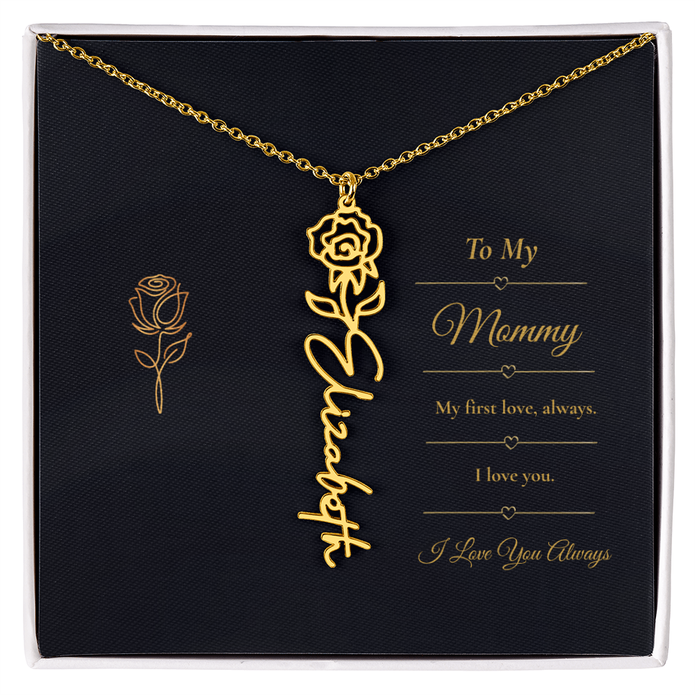 To My Mommy Necklace – Personalized Flower Name Necklace Gift for Mommy