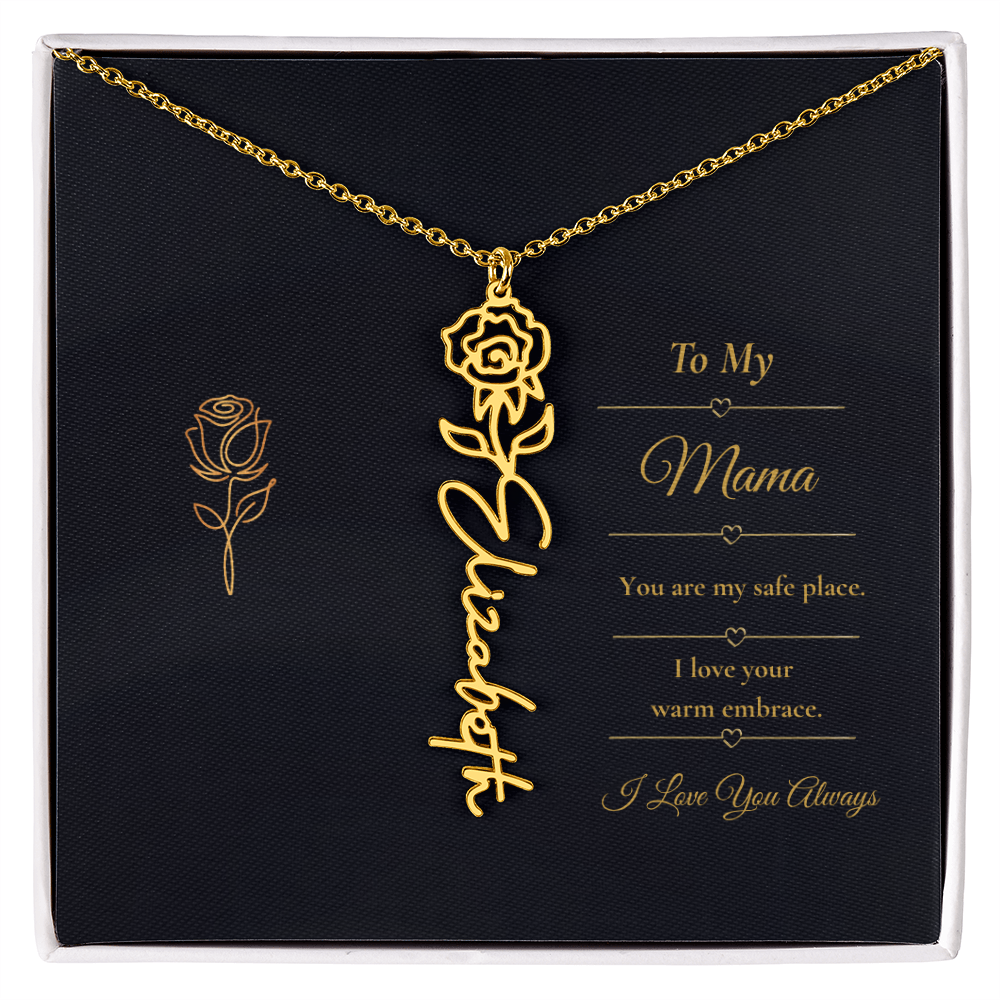 To My Mama Necklace – Personalized Flower Name Necklace Gift for Mama