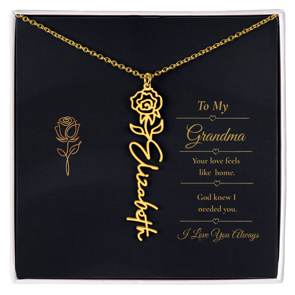 To  My Grandma Necklace – Personalized Flower Name Necklace, Meaningful Gift for Grandma, Jewelry That Says I Love You