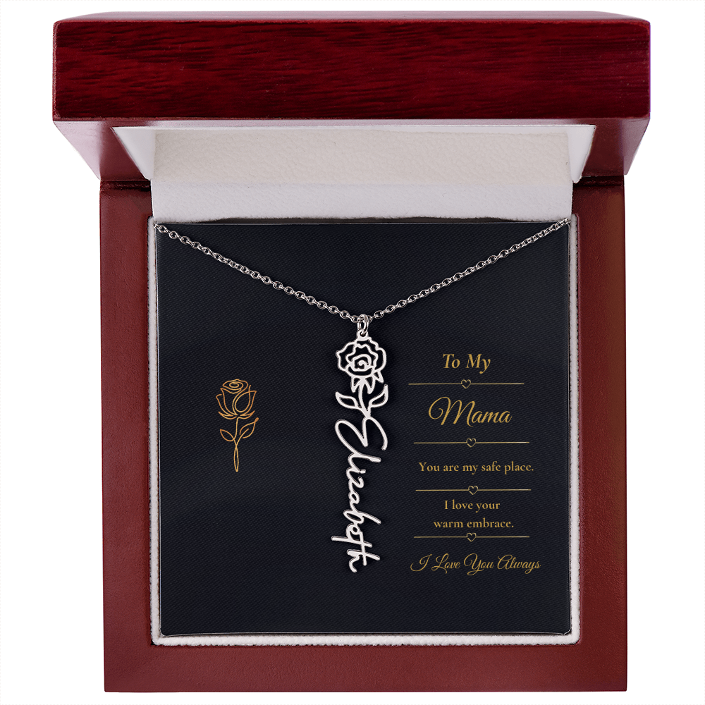 To My Mama Necklace – Personalized Flower Name Necklace Gift for Mama