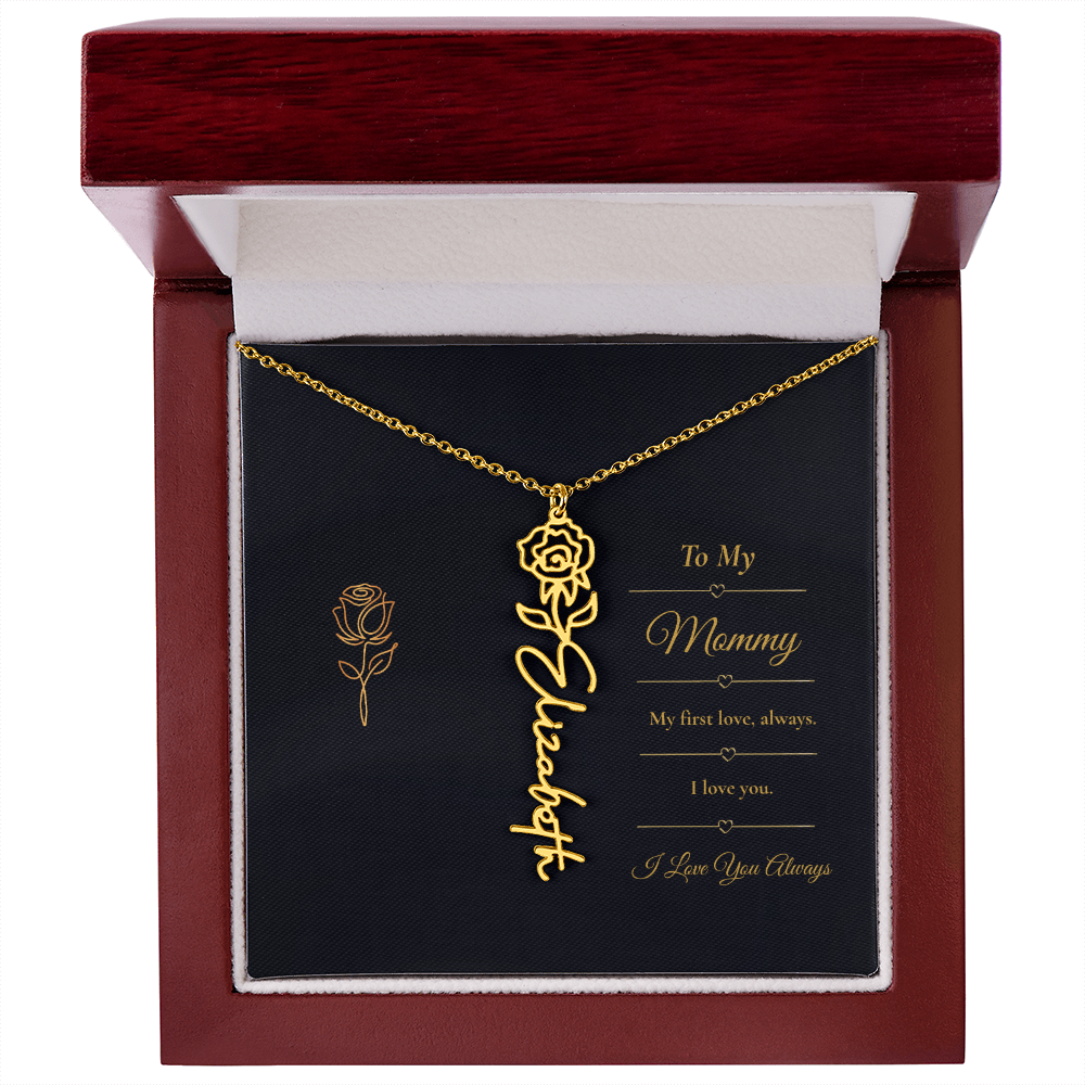 To My Mommy Necklace – Personalized Flower Name Necklace Gift for Mommy
