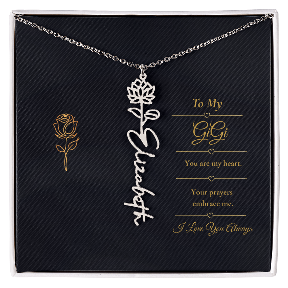 To My GiGi Necklace – Personalized Flower Name Necklace Gift for GiGi