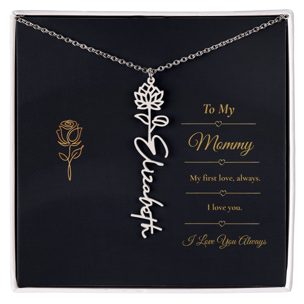 To My Mommy Necklace – Personalized Flower Name Necklace Gift for Mommy