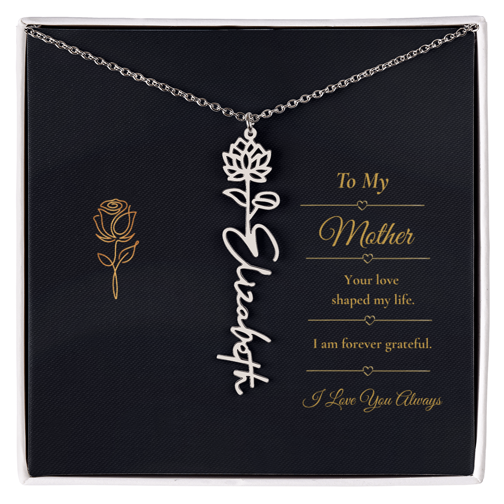 To My Mother Necklace – Personalized Flower Name Necklace Gift for Mother