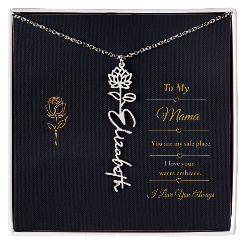 To My Mama Necklace – Personalized Flower Name Necklace Gift for Mama
