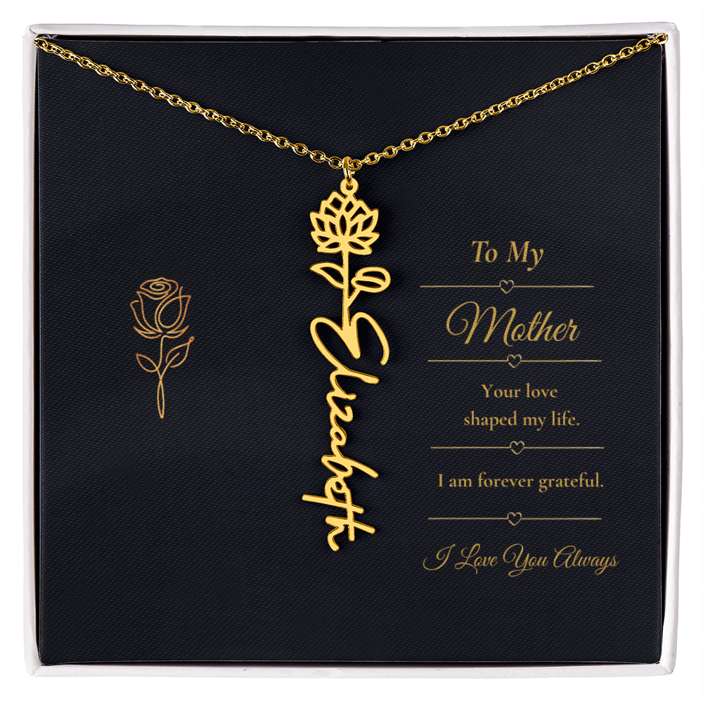 To My Mother Necklace – Personalized Flower Name Necklace Gift for Mother