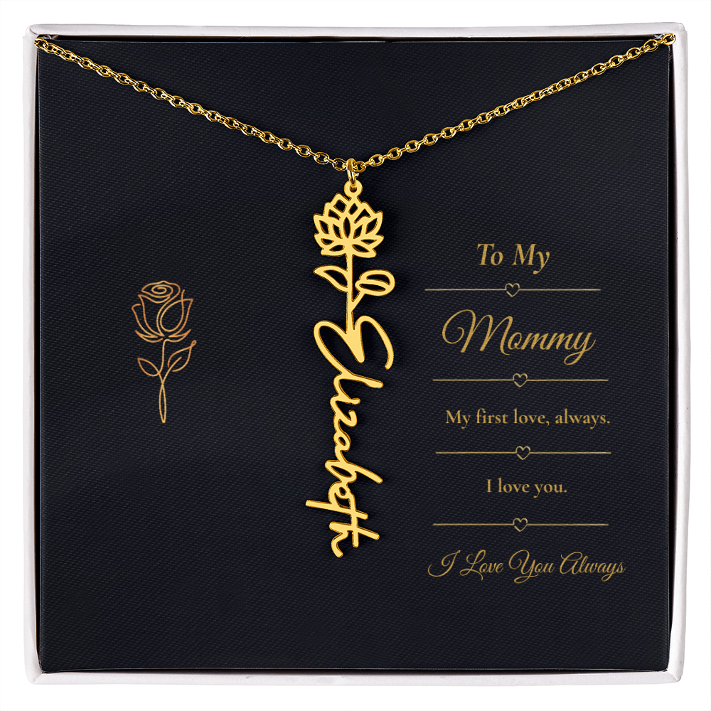 To My Mommy Necklace – Personalized Flower Name Necklace Gift for Mommy