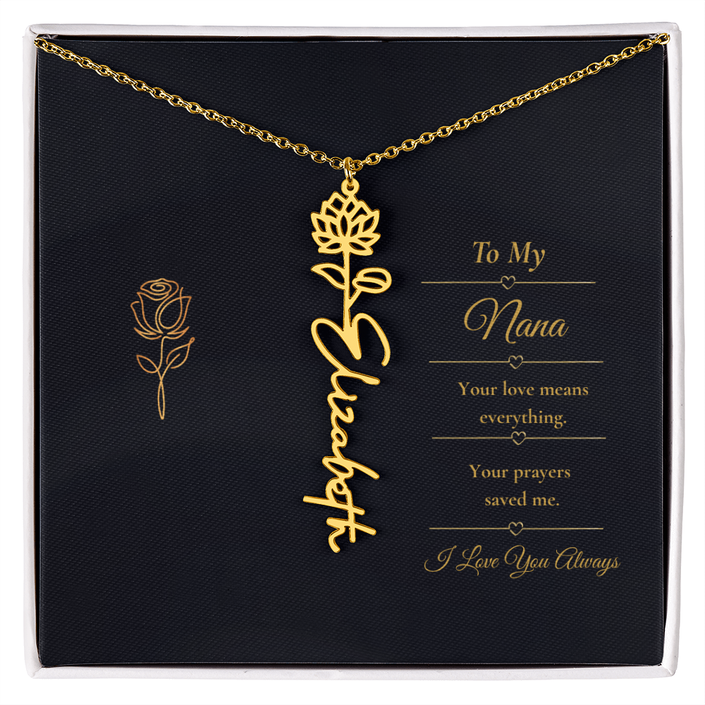 To My Nana Necklace – Personalized Flower Name Necklace Gift for Nana