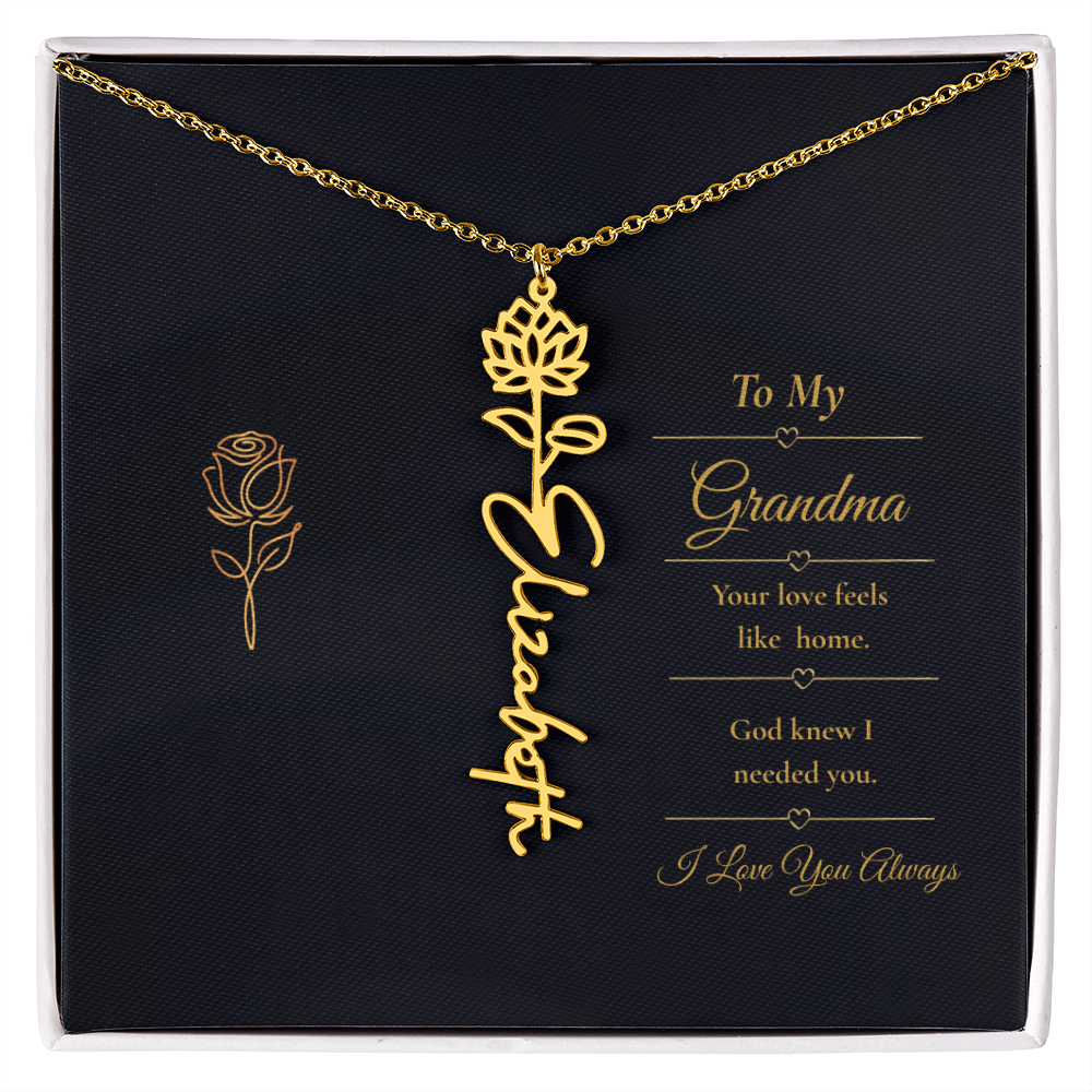 To  My Grandma Necklace – Personalized Flower Name Necklace, Meaningful Gift for Grandma, Jewelry That Says I Love You