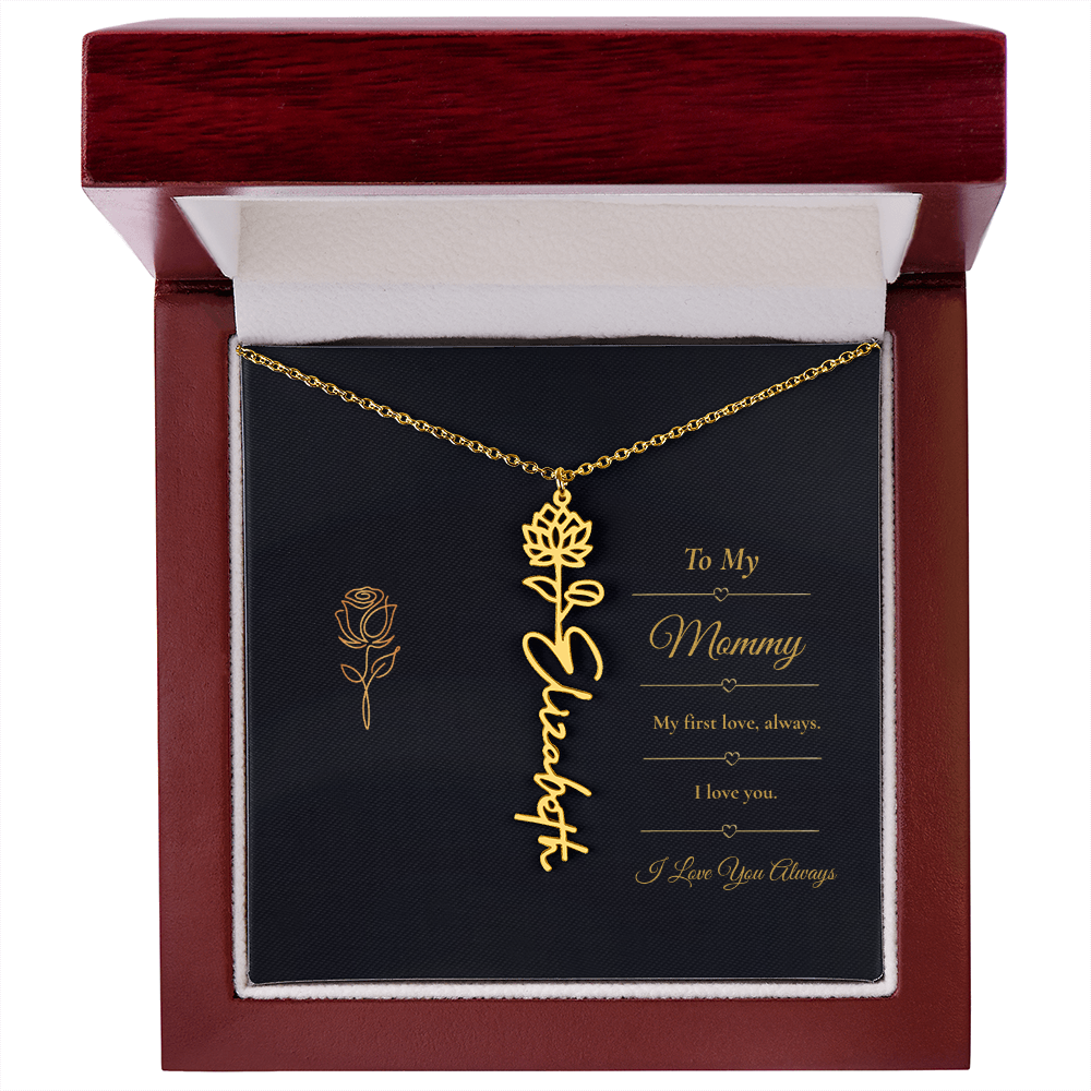 To My Mommy Necklace – Personalized Flower Name Necklace Gift for Mommy
