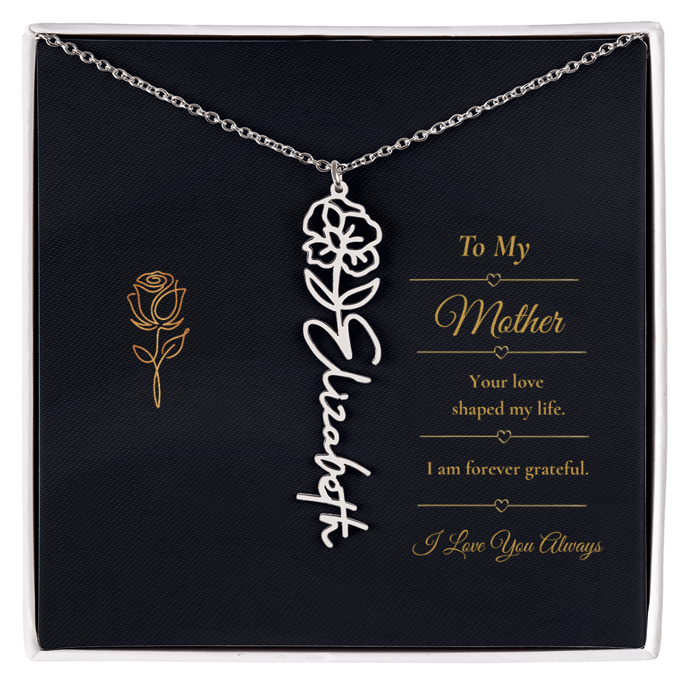 To My Mother Necklace – Personalized Flower Name Necklace Gift for Mother