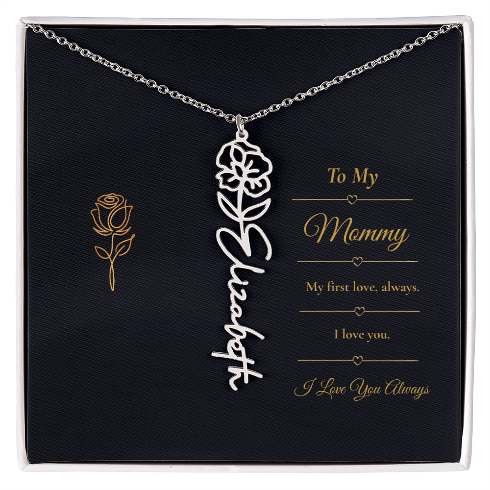 To My Mommy Necklace – Personalized Flower Name Necklace Gift for Mommy