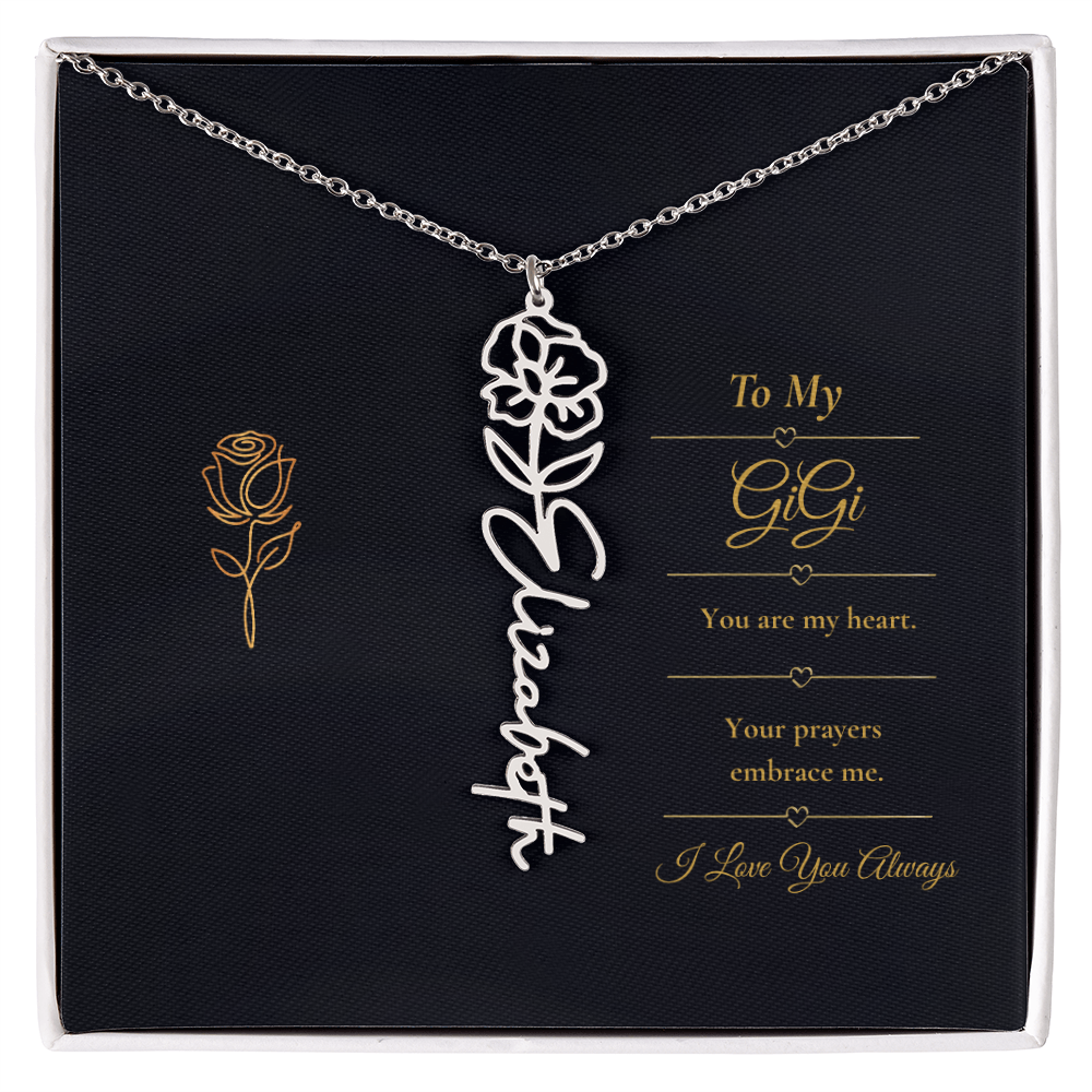 To My GiGi Necklace – Personalized Flower Name Necklace Gift for GiGi